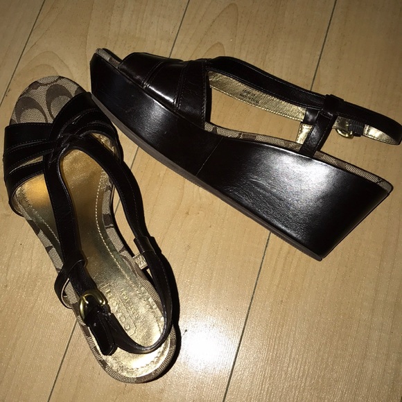 Coach Sling Back Wedges - Picture 1 of 7